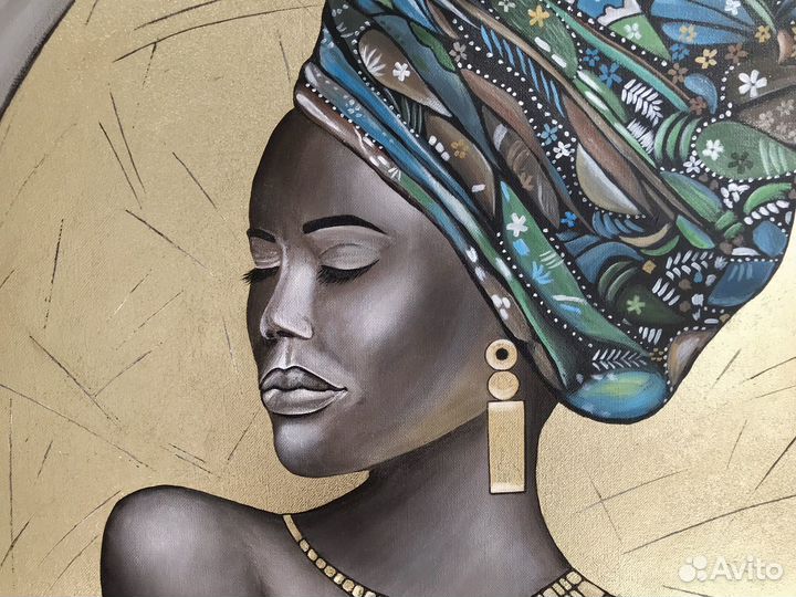 Большая картина маслом Африканка