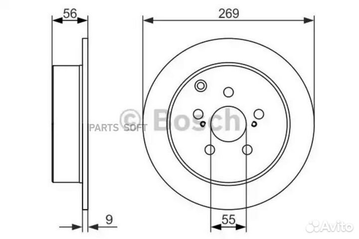 Bosch 0986479658 Тормозной диск задний (цена за 1