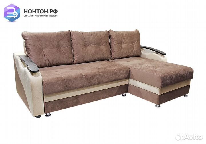 Диван угловой тик-так Венеция коричневый