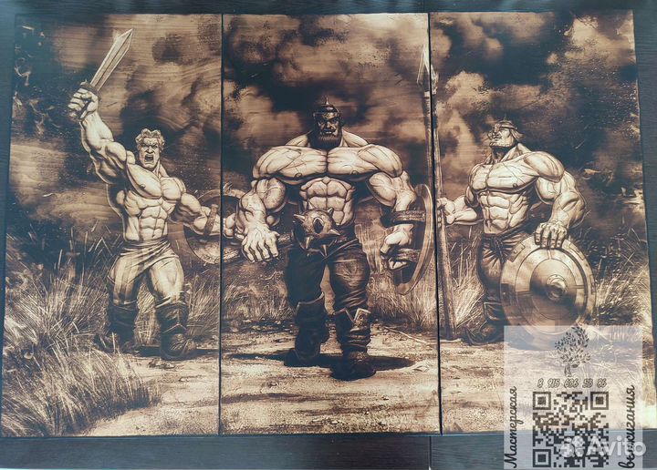 Модульные картины на заказ. Выжигание портретов