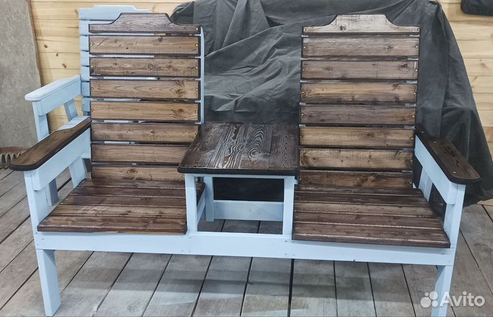 Скамейка садовая со столиком