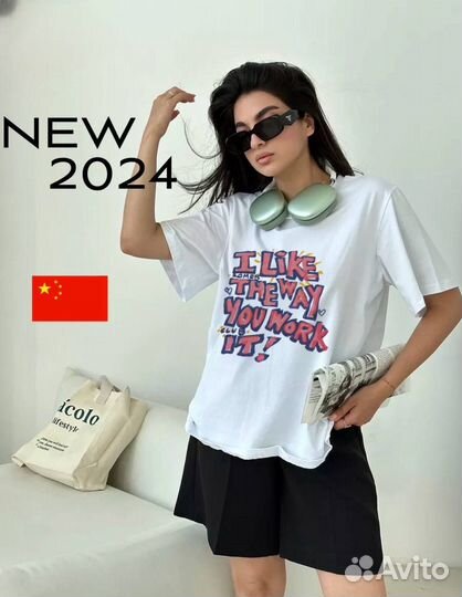 Футболка с надписями оверсайз р 42, 44, 46, 48