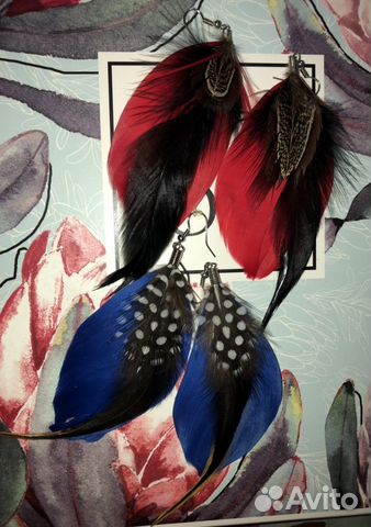Серьги с перьями