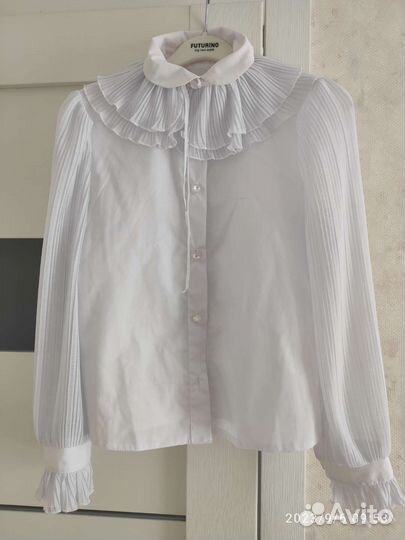 Нарядная школьная блузка 134 белая