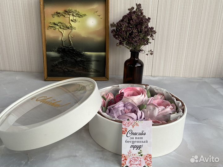 Зефирные цветы в коробке