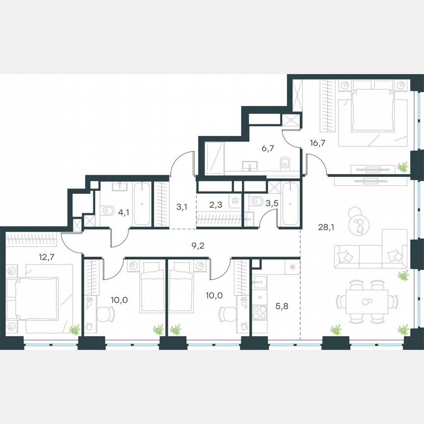 5-к. квартира, 112,2 м², 33/48 эт.