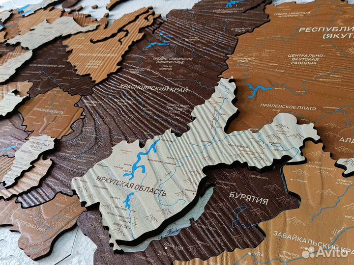 Деревянная карта России из дерева, Бердск