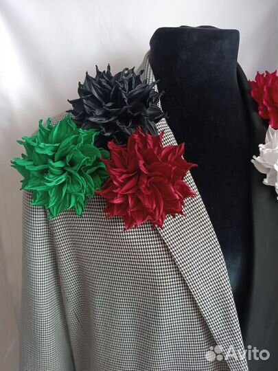 Заколка, брошь цветок Георгин 10,5 см