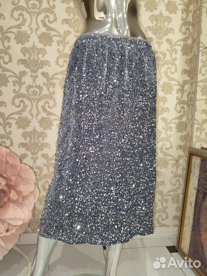 Комплект бархат пайетки и шёлк 52