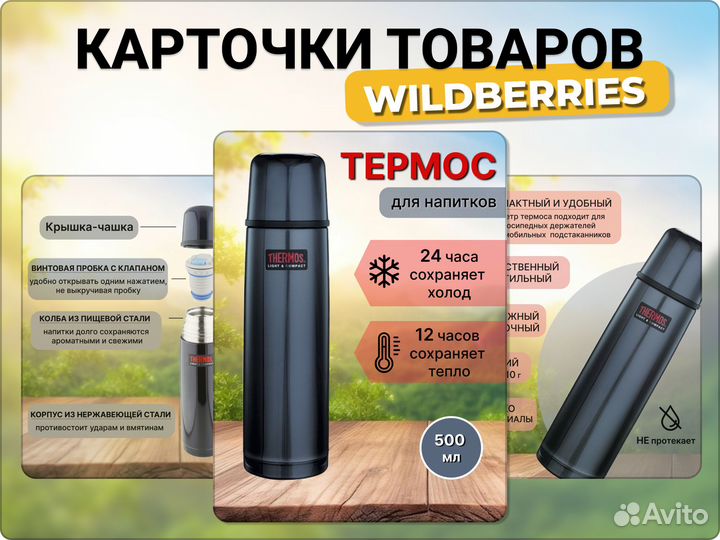 Дизайн карточек для маркетплейсов. Инфографика