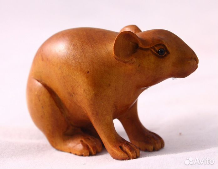 Статуэтка Мышь - Нэцкэ из Дерева Самшит ru*225