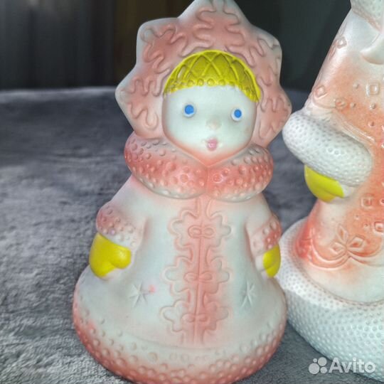 Резиновые мягкие игрушки Дед Мороз Снегурочка