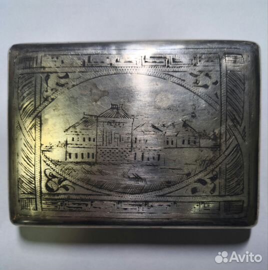Старинный серебряный портсигар. 84 проба