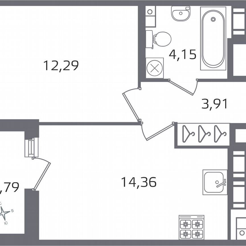 1-к. квартира, 36,1 м², 13/17 эт.