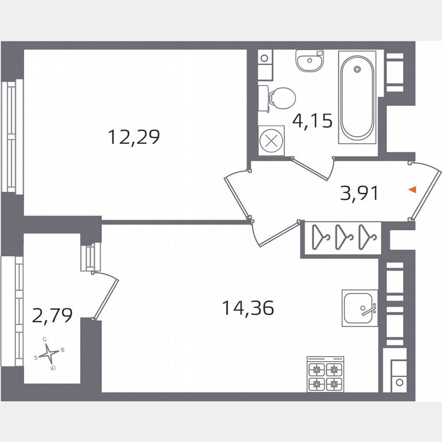 1-к. квартира, 36,1 м², 13/17 эт.