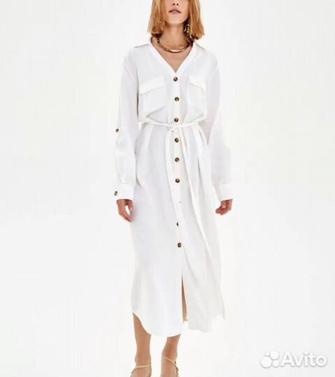 Платье женское лен белое