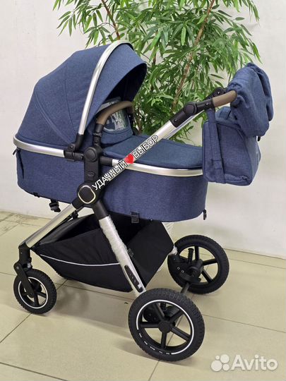 Новая коляска 3в1 Luxmom A6 (синий)