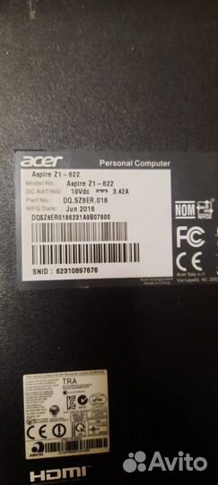 Моноблок Асеr Aspire Z1-622 мвп (г3908к)