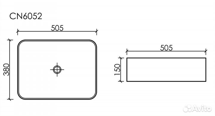 Раковина накладная Ceramica nova CN6052MDH (50см)
