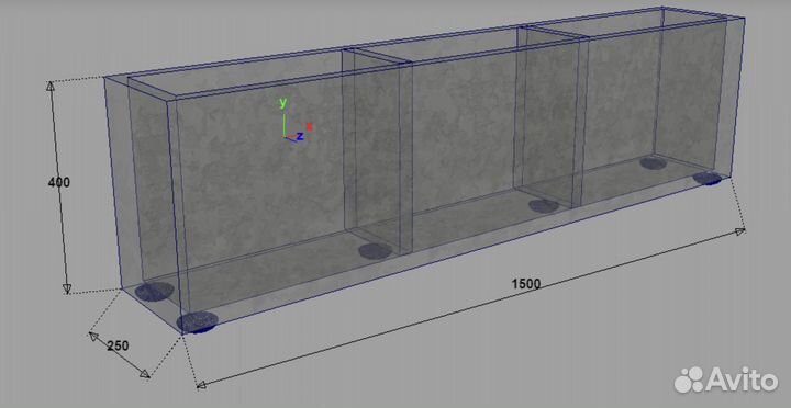 Кашпо для цветов напольное 1500х250х400 высота