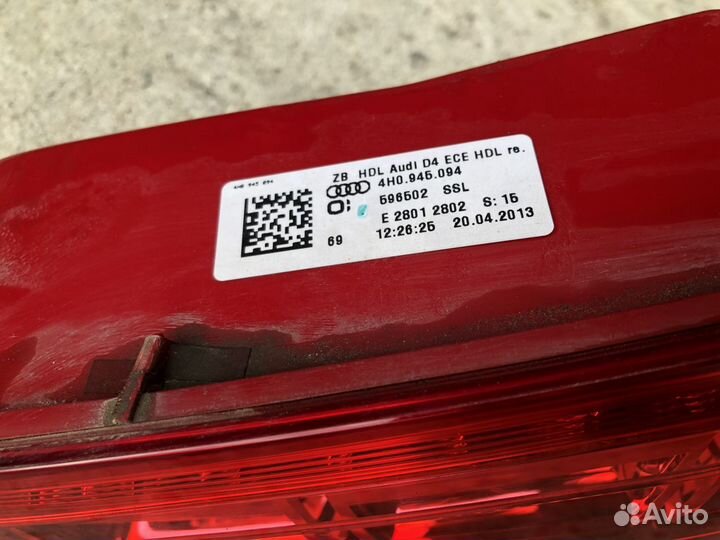 Audi A8 D4 фонарь внутренний правый audi 4H0945094