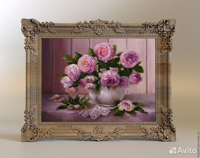 Картина маслом на холсте цветы Розы на заказ