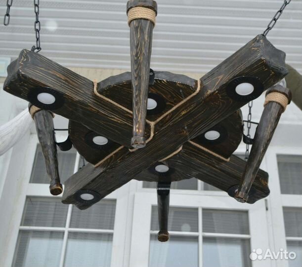 Светильник, люстра из дерева под старину
