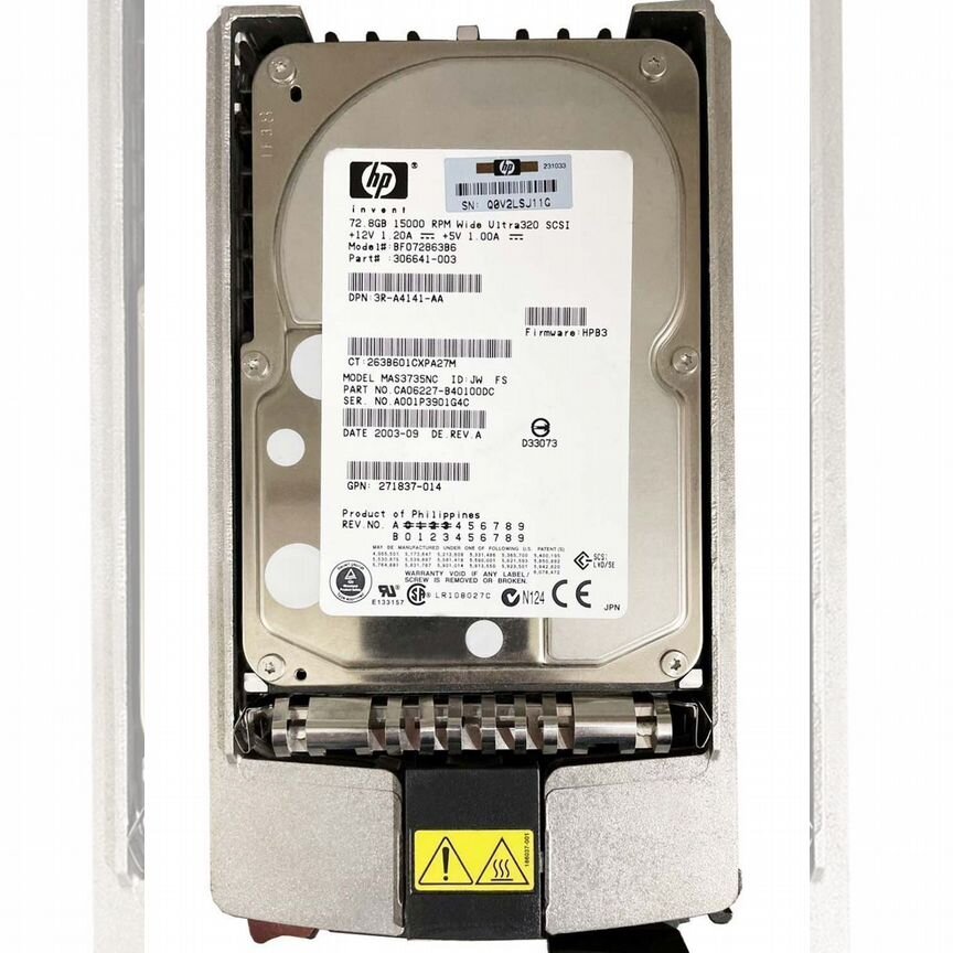 [CA06227-B40100DC] Жесткий Диск Hp Ca06227-B40100dc 72,8gb U320scsi