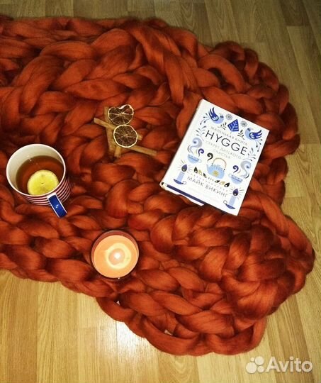 Плед крупной вязки ручной работы