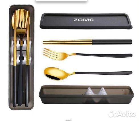 Набор из нержавейки: ложка, вилка, палочки