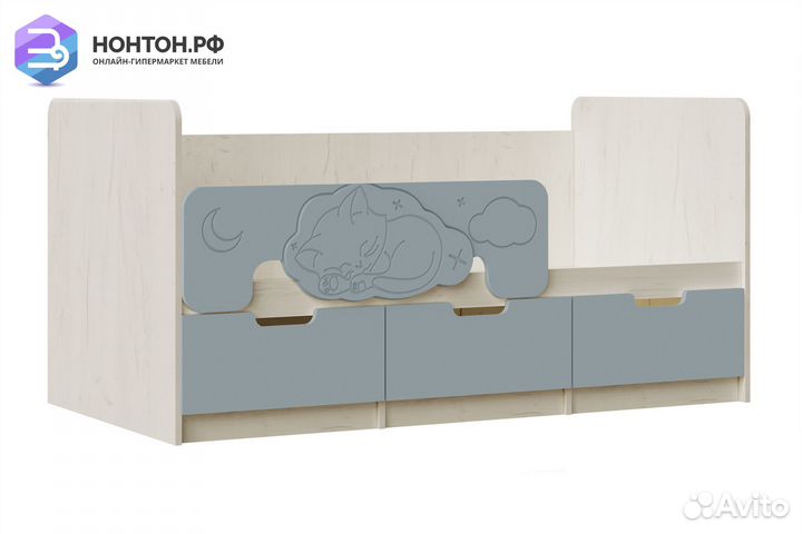 Кровать Юниор-4 шарли бриз / дуб крафт белый