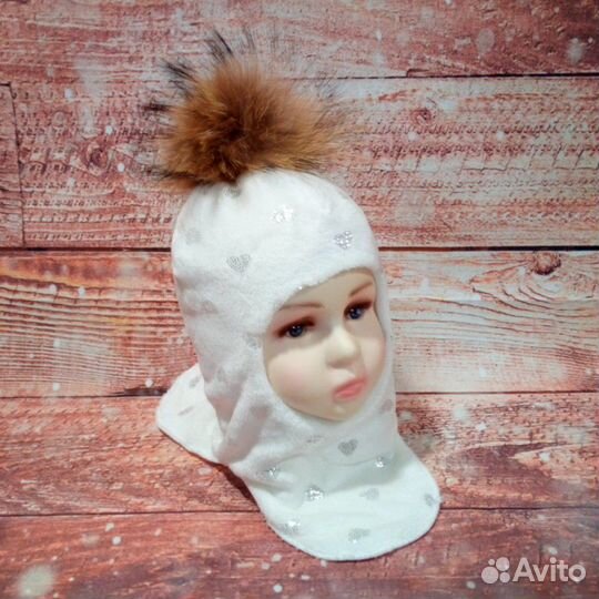 Плюшевый шлем, зимний. натуральный помпон