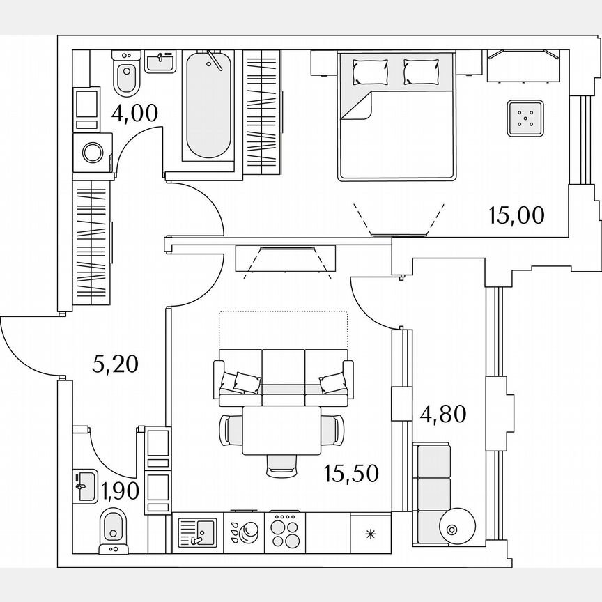 1-к. квартира, 48,6 м², 11/13 эт.