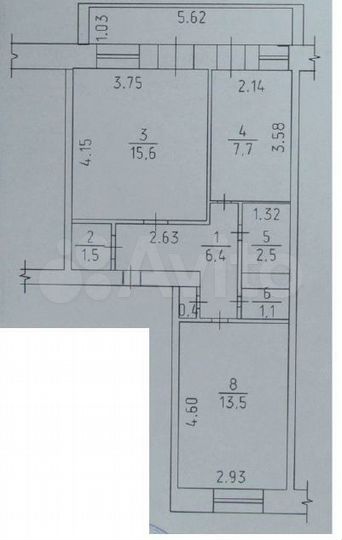 2-к. квартира, 48,7 м², 1/2 эт.