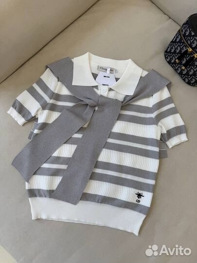 Поло Dior с накладным воротником