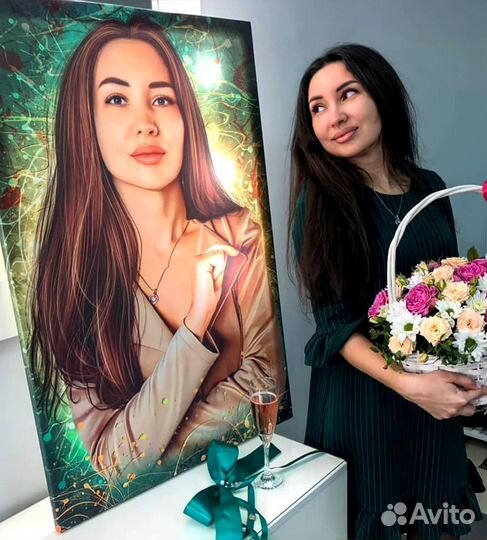 Портрет по фото на холсте