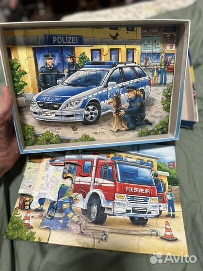 Пазлы ravensburger пожарная и полиция 2х12