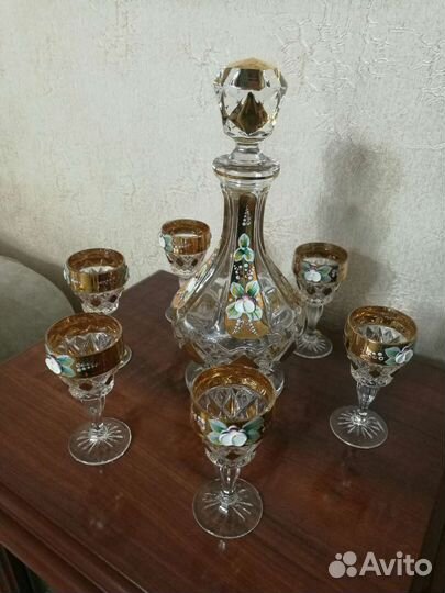 Графин с рюмками богемский хрусталь