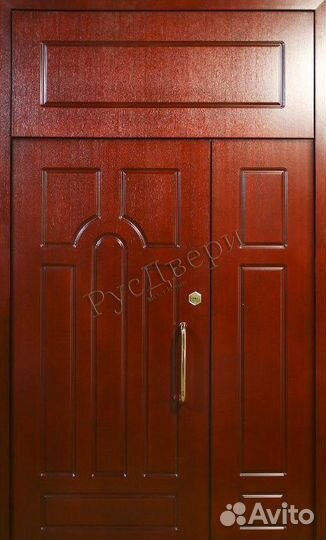 Полуторная тамбурная дверь с мдф шпон и фрамугой