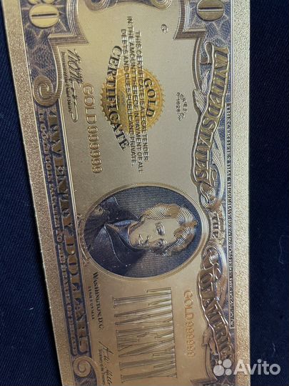 Сувенирная банкнота золото