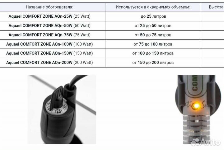 Водонагреватель Aquael comfort zoneaqn-50W