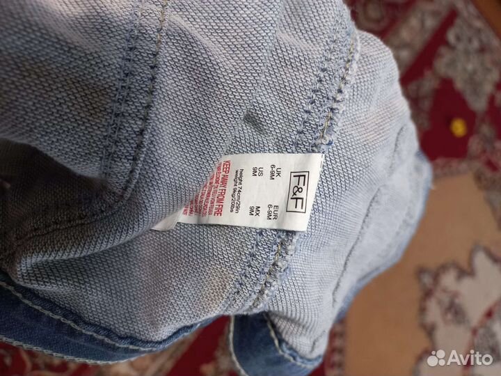 Джинсовая рубашка для девочки 6-9 месяцев