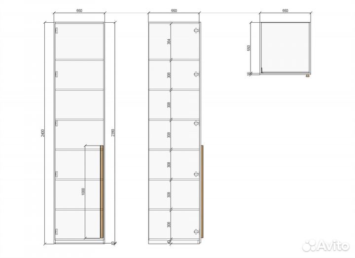 Шкаф распашной однодверный №11 (дуб). 550х2400