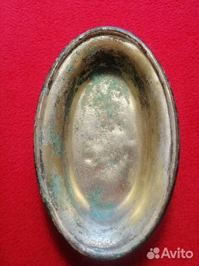 Старинная немецкая посеребренная тарелка