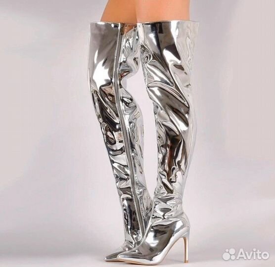 Серебряные ботфорты