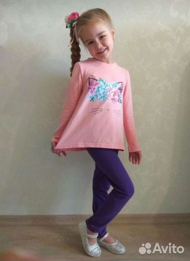 Комплект для девочки -лосины + джемпер 116-122