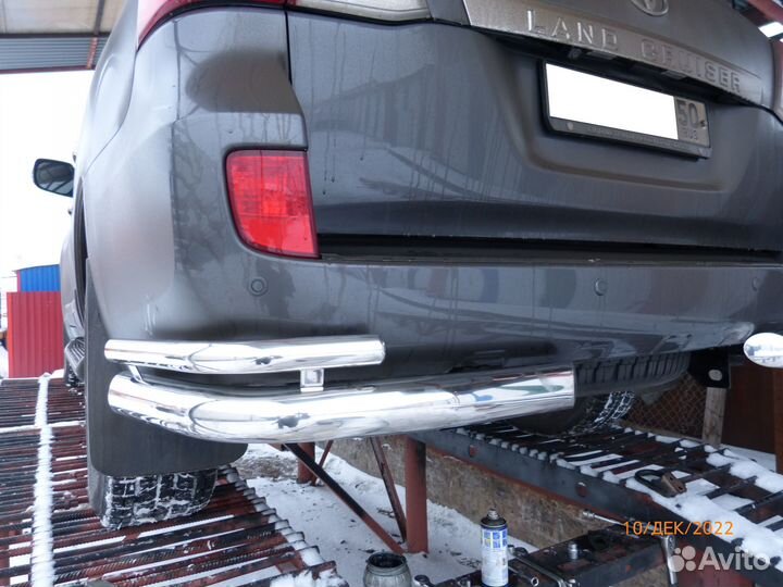 Защита бампера клыками нержавейка Тойота Лан Круз