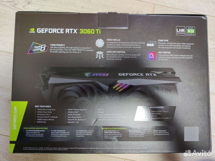 Видеокарта MSI GeForce RTX 3060 Ti gaming X (LHR)