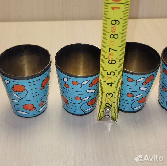 Набор рюмок 6шт. Березка Эмали Мельхиор СССР