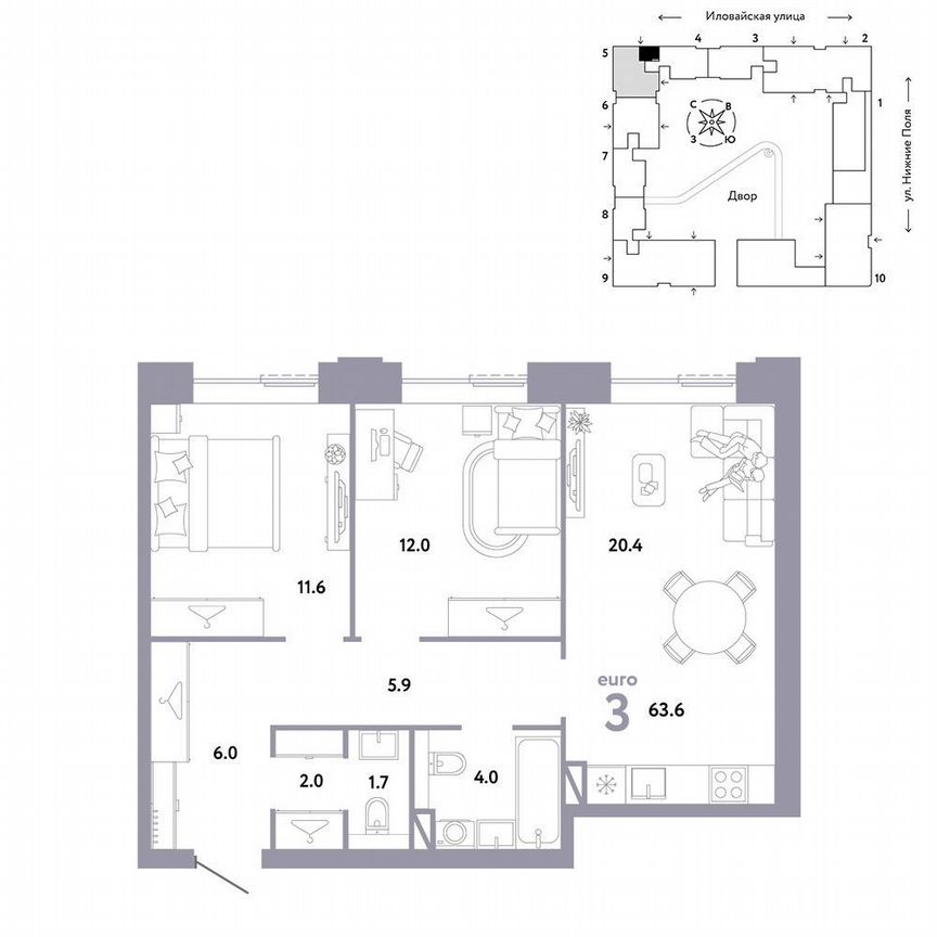 2-к. квартира, 63,6 м², 4/31 эт.